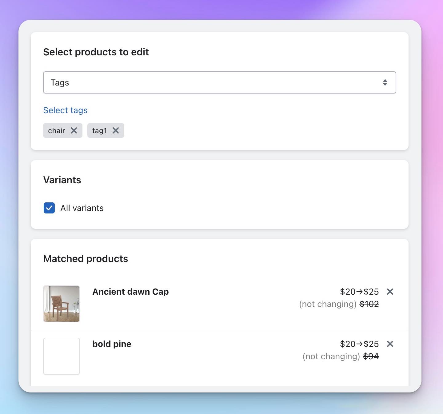 choose products by tags